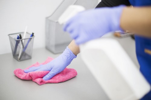 Carpet cleaning team preparing equipment before a service appointment
